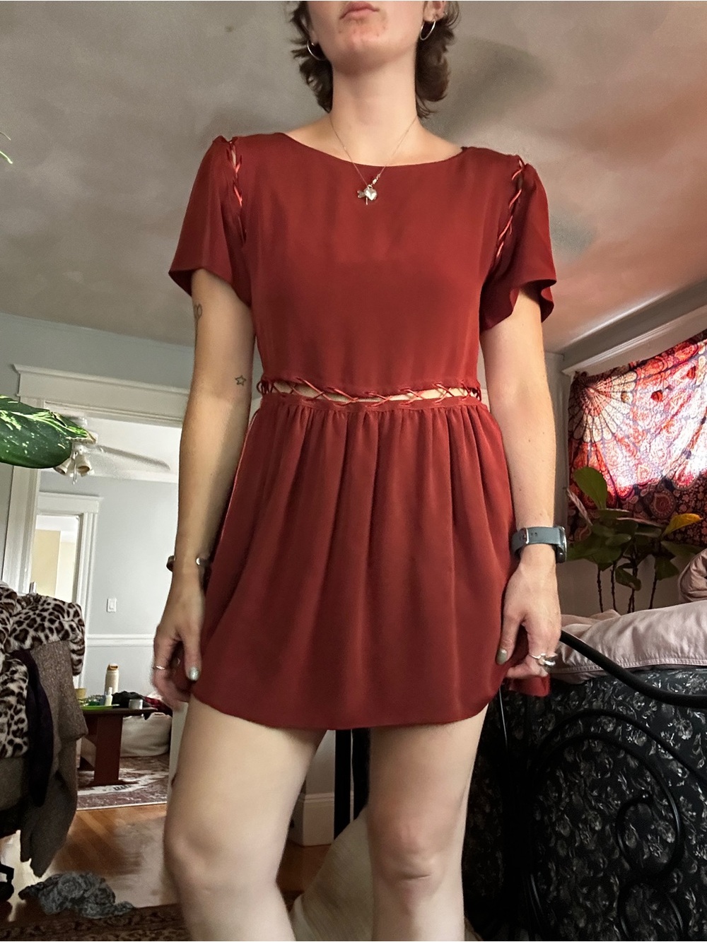 Samantha Pleet Burgundy Mini Dress